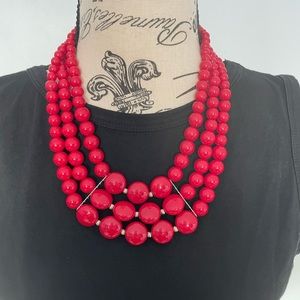 Red Statement Necklace with matching Bracelets